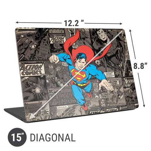 DC Comics Superman Vintage Action pose pattern Universal Laptop 15in (12.2 x 8.8in) Skin